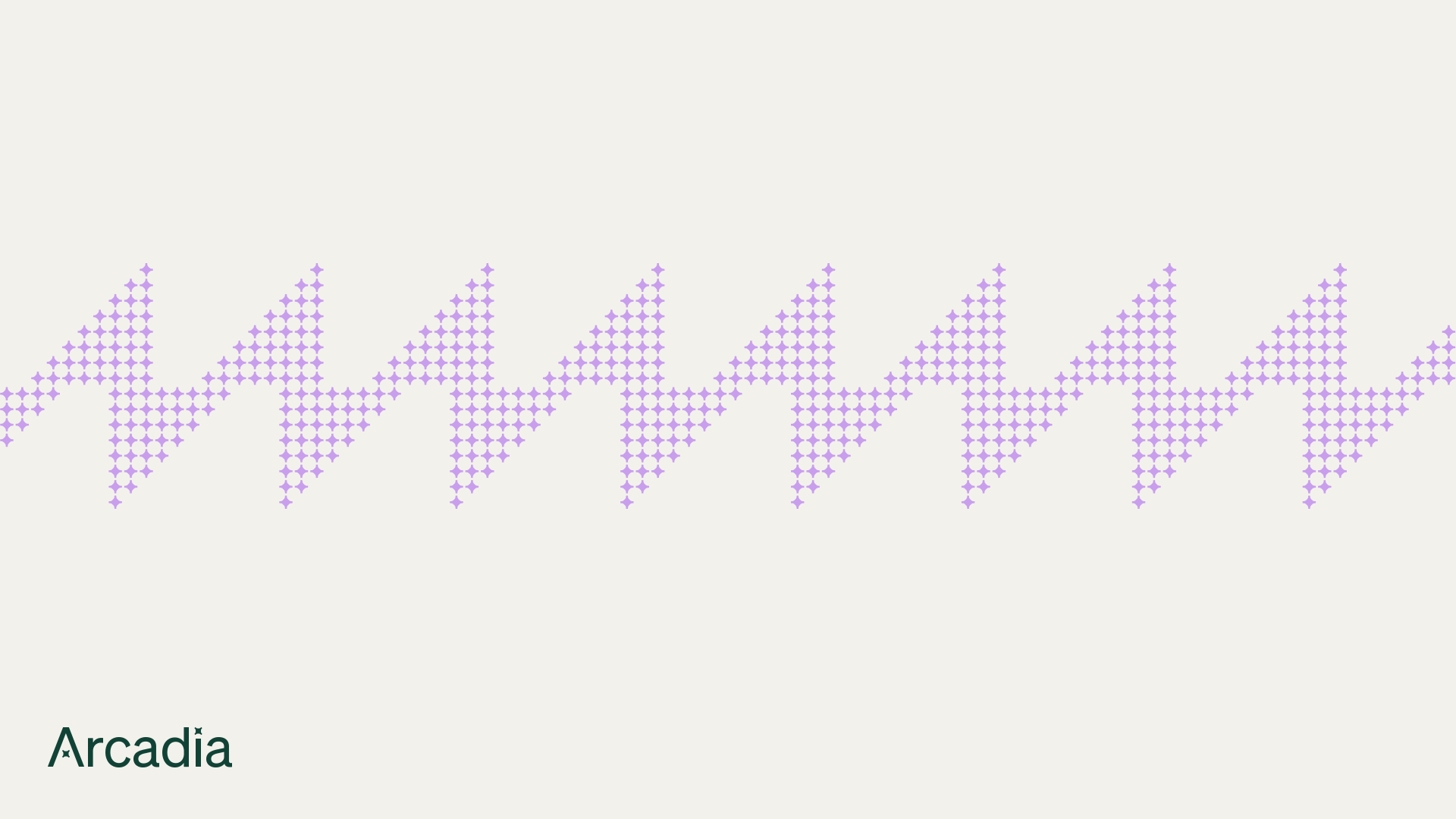 Light cream background with purple geometric wave pattern and Arcadia logo