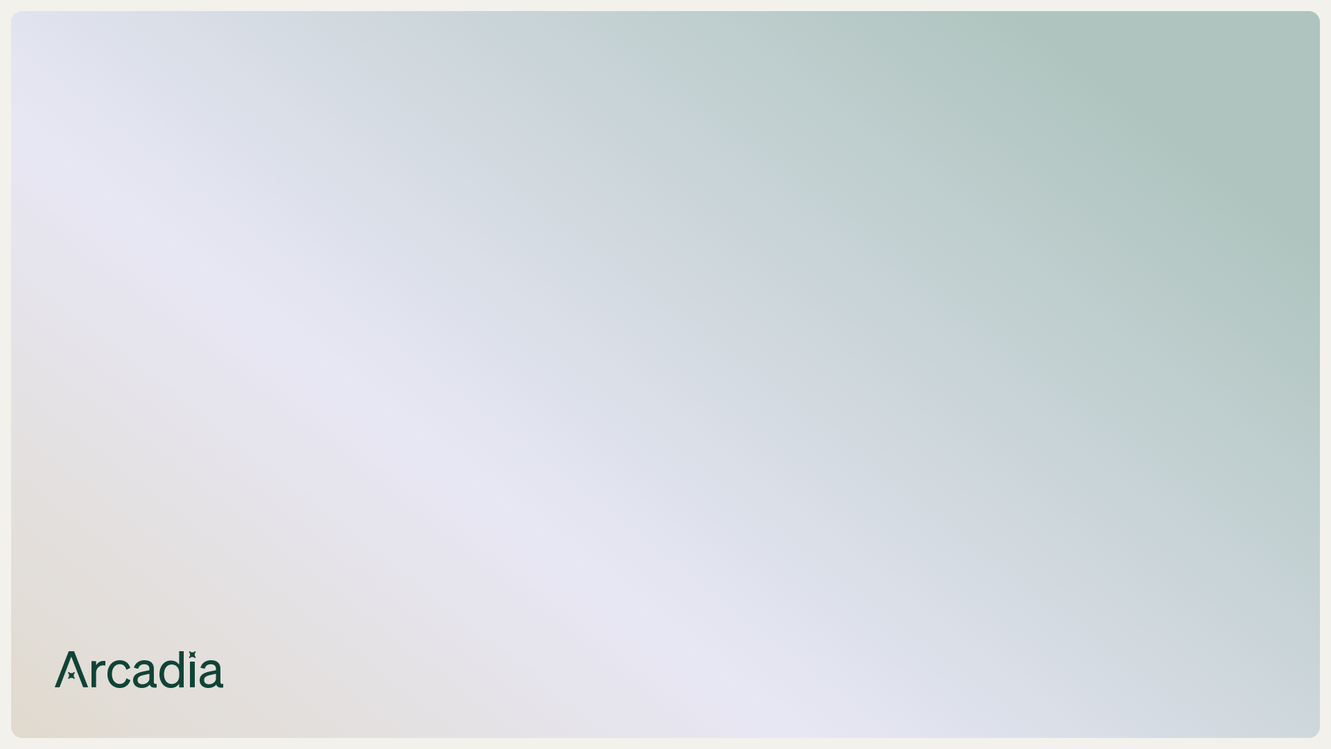 Soft cream to sage green gradient background with Arcadia logo